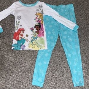 Disney Kids Pajama Set - White and Blue with Princesses